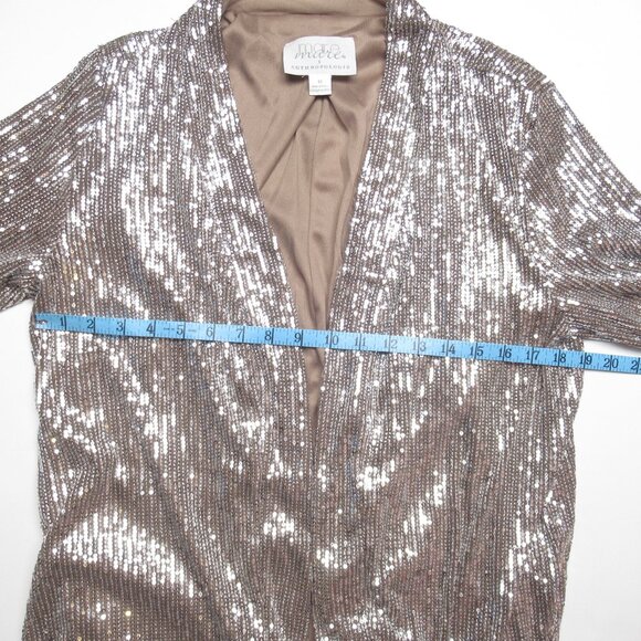 NWOT Anthropologie Mare Mare Sequin Duster Taupe Silver M - Picture 7 of 10